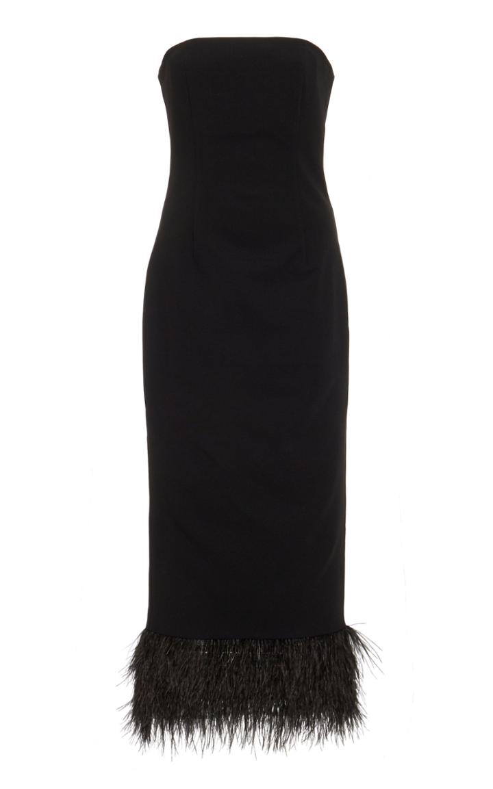 Moda Operandi Rachel Gilbert Jade Feather-trimmed Crepe Dress Size: 1