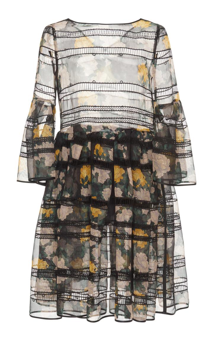 Rochas Silk Organza Dress With Au Jour Details
