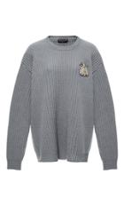Rochas Bee-brooch Oversized Wool Sweater