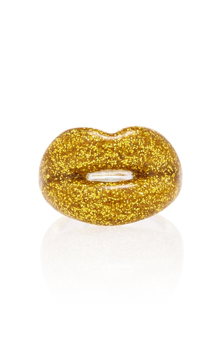 Moda Operandi Hot Lips By Solange Glitter Gold Hotlips Ring