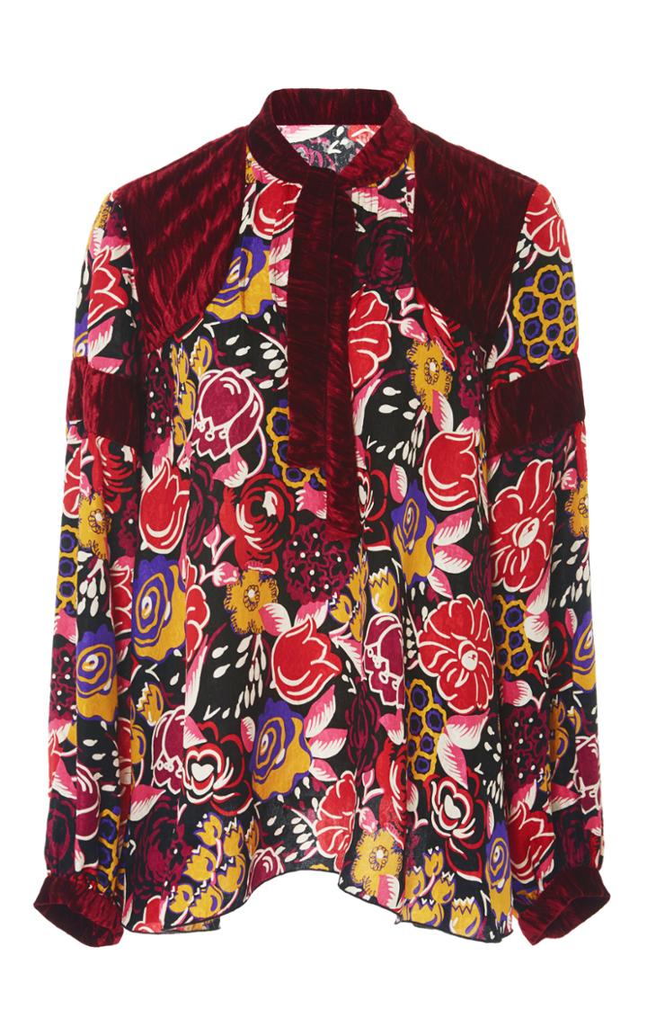 Anna Sui Jacquard And Crushed Velvet Top