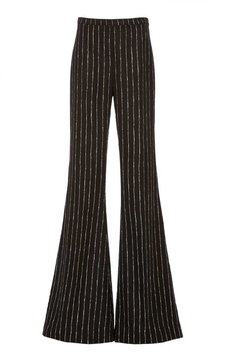 Christian Siriano Flared Metallic Pinstripe Pants
