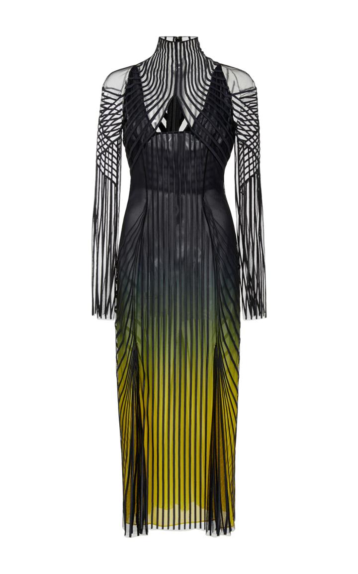 Versace Ribbed Georgette Degrade Dress