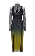 Versace Ribbed Georgette Degrade Dress
