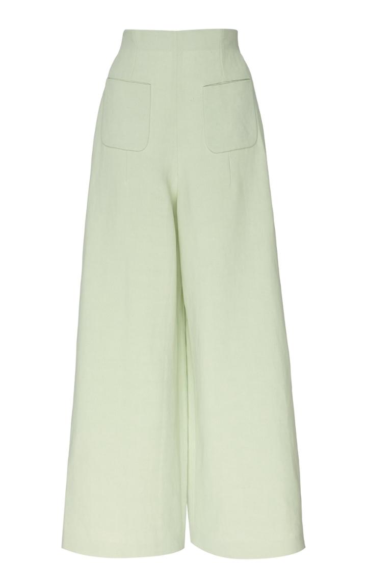 Delpozo Linen Canvas High-rise Midi Pants