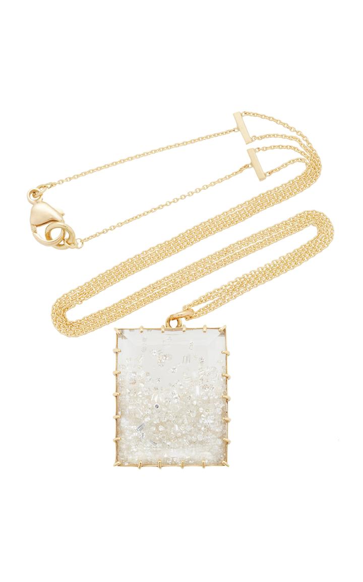 Renee Lewis White Diamond Rectangle Shake Necklace