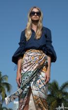 Moda Operandi Silvia Tcherassi Bonnan Mosaic-print Silk Satin Midi Wrap Skirt