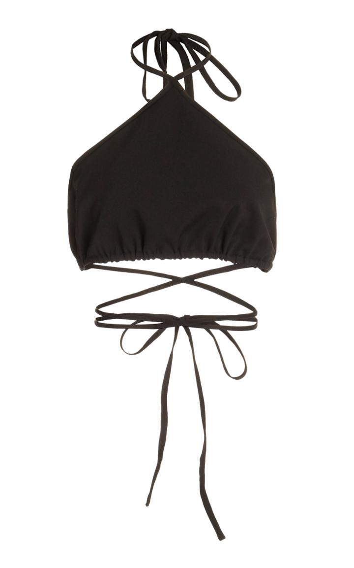 Miaou Pearl Cropped Wool-blend Halterneck Top