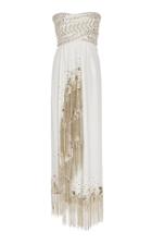 Oscar De La Renta Strapless High-low Fringe Gown