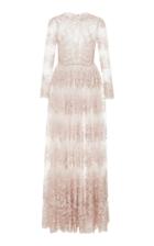 Luisa Beccaria Long Sleeve Tulle Embroidered Dress