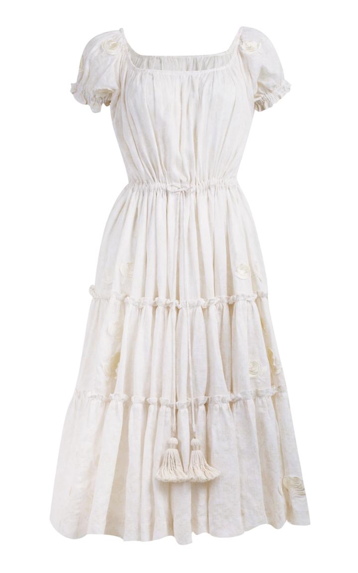 Innika Choo Peasant Milk Rose Puff Sleeve Dress