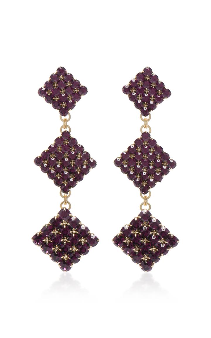 Alessandra Rich Long Colored Crystal Diamond Earrings