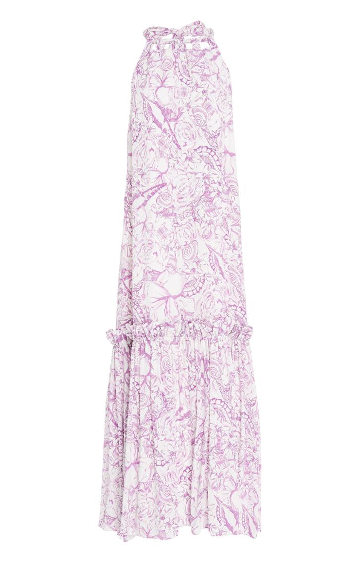 Tibi Isa Silk Sleeveless Tie Neck Dress