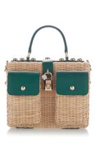 Dolce & Gabbana Embellished Leather-trimmed Rattan Tote