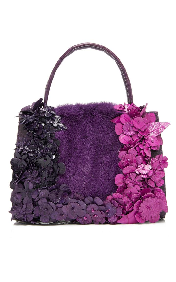 Nancy Gonzalez Floral Mink Mini Wallis Top Handle