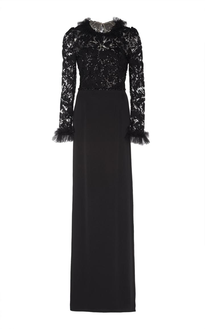 Jenny Packham Solene Lace-tulle Long Lined Gown