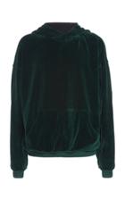 Haider Ackermann Green Velvet Hooded Sweatshirt Size: S