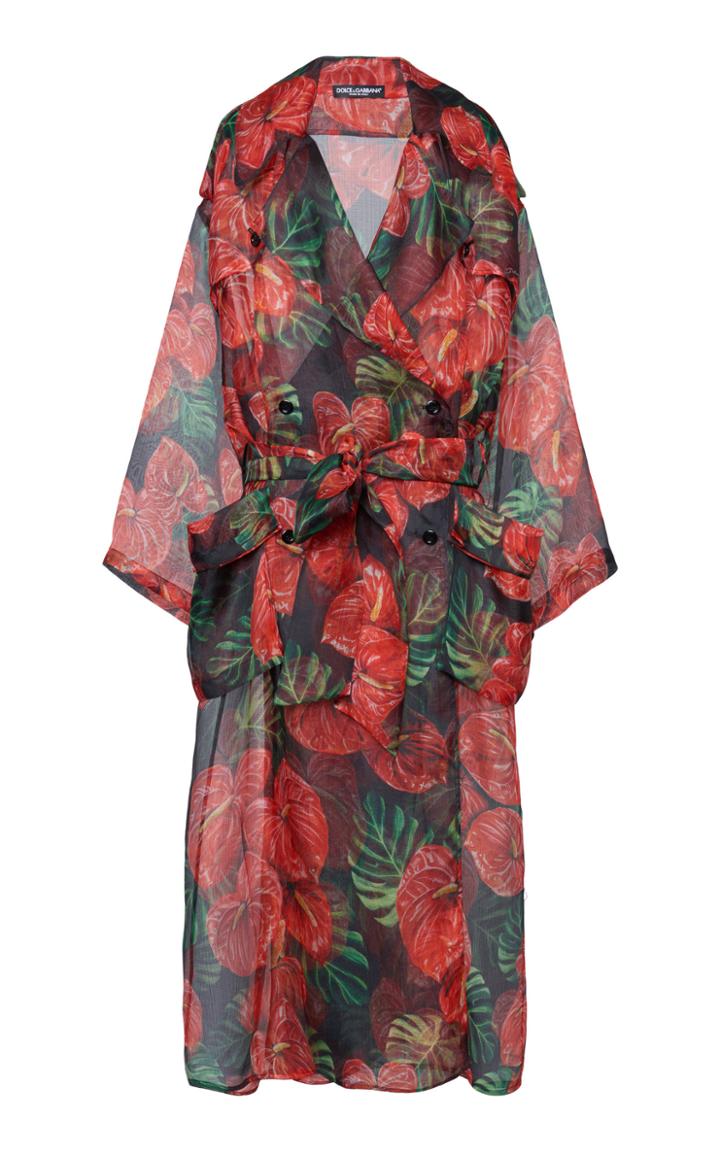 Moda Operandi Dolce & Gabbana Belted Floral Organza Jacket Size: 36