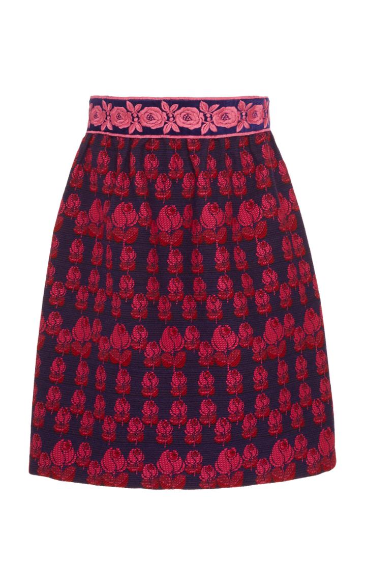 Anna Sui High-waisted Rosette Jacquard Skirt