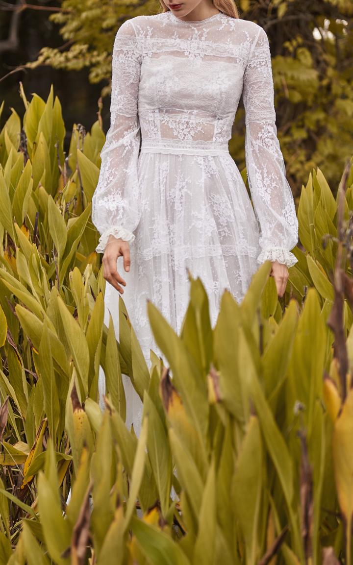 Costarellos Bridal Chantilly Lace Neo-romantic Dress