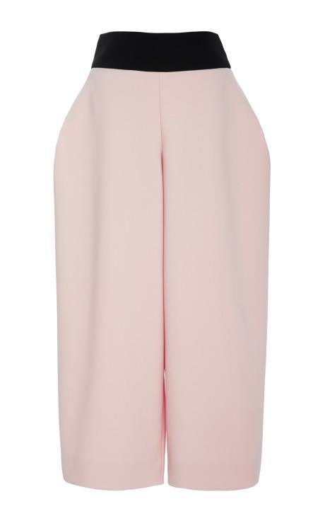 Monique Lhuillier Petal Stretch Scuba Wide Leg Cropped Pants Petal