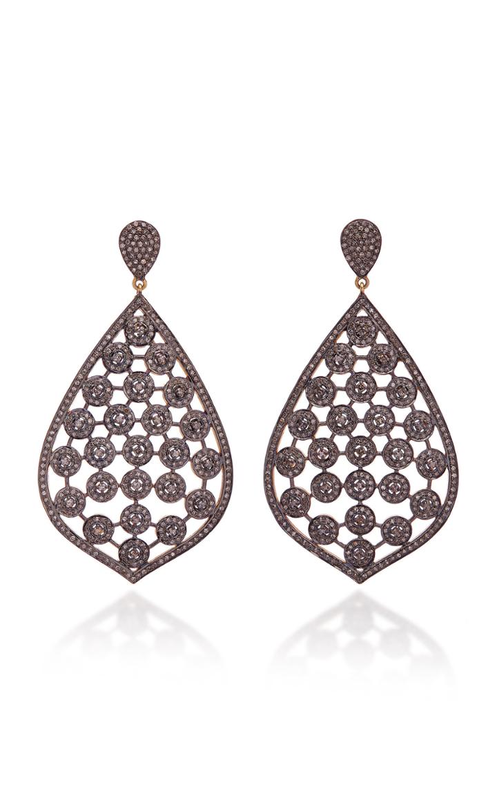 Sanjay Kasliwal 14k Gold Silver And Pav Diamond Earrings