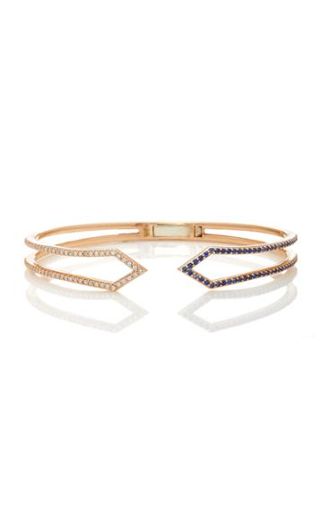 Sabine Getty Rose Gold Hinged Ziggy Bracelet With Diamonds And Blue Sapphire