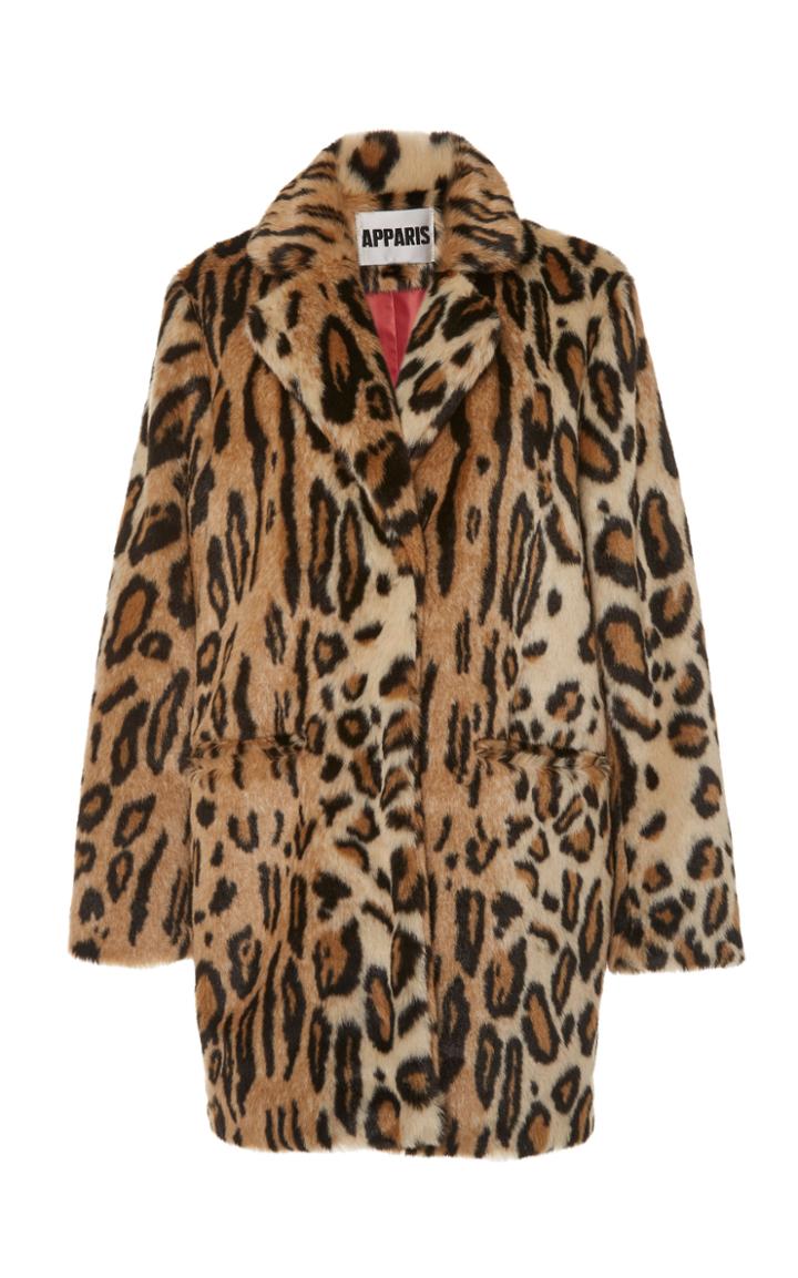 Apparis Margot Leopard-print Collared Faux Fur Coat