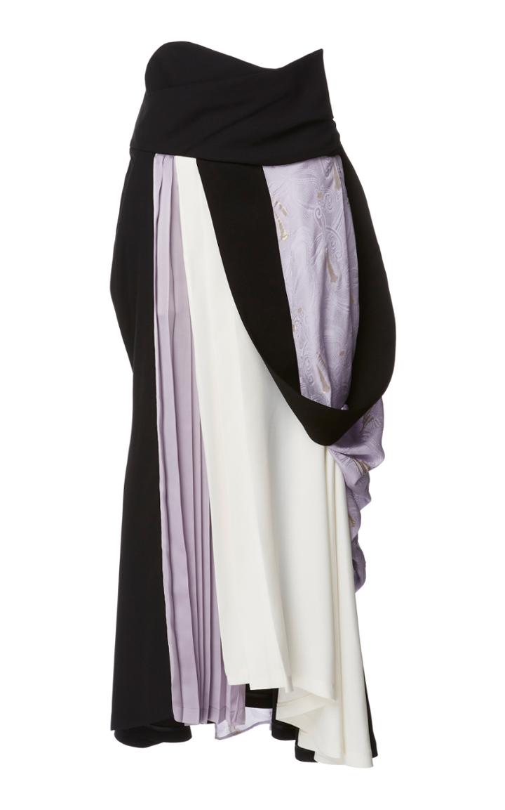 Mame Kurogouchi Color Block Draped Midi Skirt