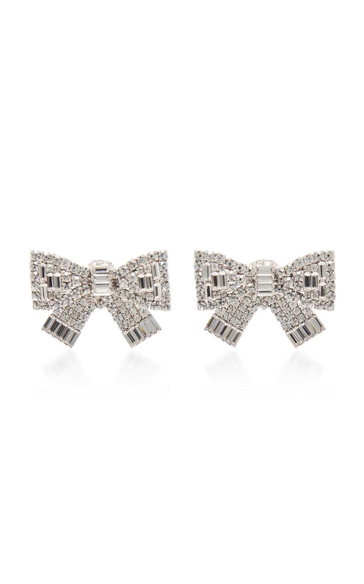 Moda Operandi Alessandra Rich Little Bow Crystal Earrings