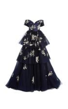 Moda Operandi Carolina Herrera Off-the-shoulder Tiered Embellished Gown