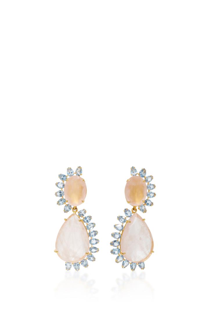 Bounkit Rose And Blue Quartz Two-way Earrings
