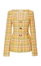 Moda Operandi Rejina Pyo Martina Plaid Cotton-blend Jacket Size: 8