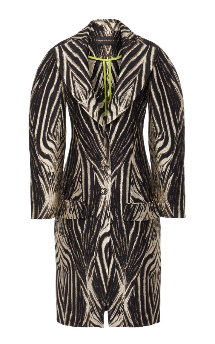 Christian Siriano Zebra Print Oversized Crepe Coat