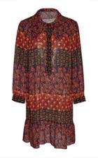 Anna Sui Patchwork Petals Collared Chiffon Dress