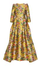 Andrew Gn Pleated Floral Gown