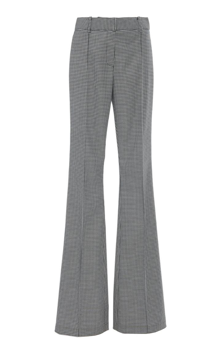 Veronica Beard Hibiscus High-waist Houndstooth Flared-leg Pant