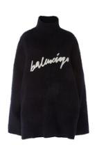 Balenciaga Oversized Embroidered Brushed-cotton Turtleneck Sweater