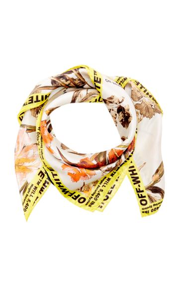 Off-white C/o Virgil Abloh Logo-trimmed Floral-print Silk Scarf
