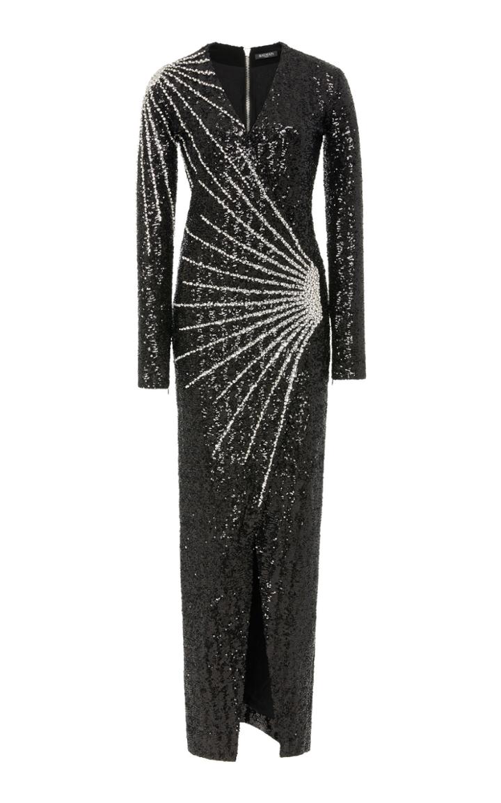 Balmain Crystal-embellished Lam Gown