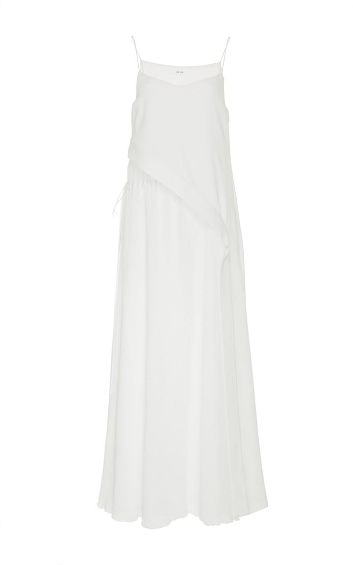 Adeam Side Drawstring Plisse Midi Dress