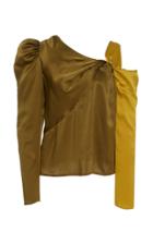 Amur Mabel Twist-front Cold-shoulder Silk Top