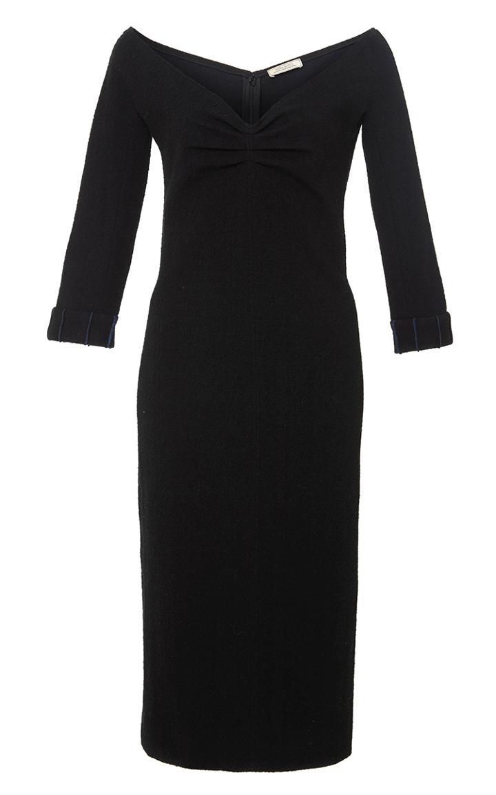Nina Ricci Black Off The Shoulder Fitted Midi Dress