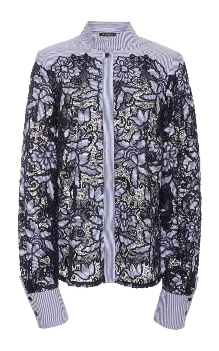 Mi Jong Lee Mandarin Cotton-blend Collar Shirt