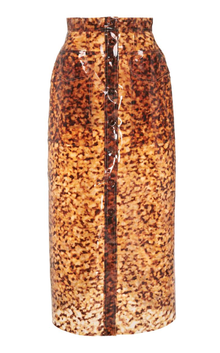 Nanushka Hansel Tortoise Button-front Midi Skirt