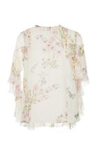 Giambattista Valli Rose Print Cape Top