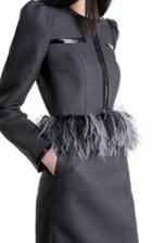 Moda Operandi Huishan Zhang Malia Feather-trimmed Woven Jacket