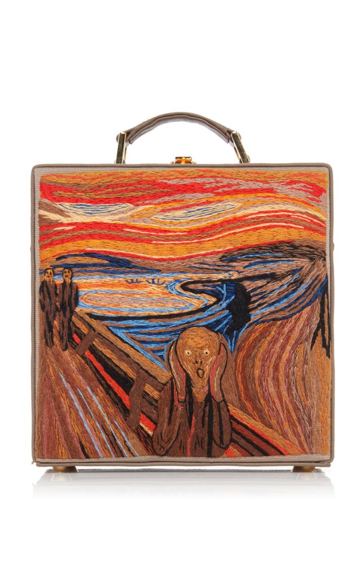 Olympia Le-tan The Scream Appliqud Embroidered Canvas Bag
