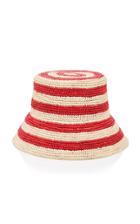 Sensi Studio Exclusive Striped Straw Bucket Hat Size: L