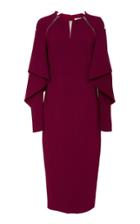 Pamella Roland Crepe Illusion Tulle Dress